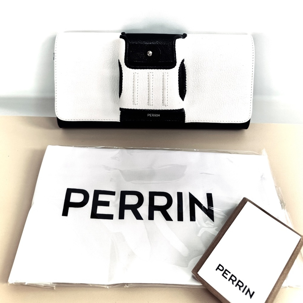 Perrin Paris Black And White La Newyorkaise Glove Clutch - Picture 7 of 13